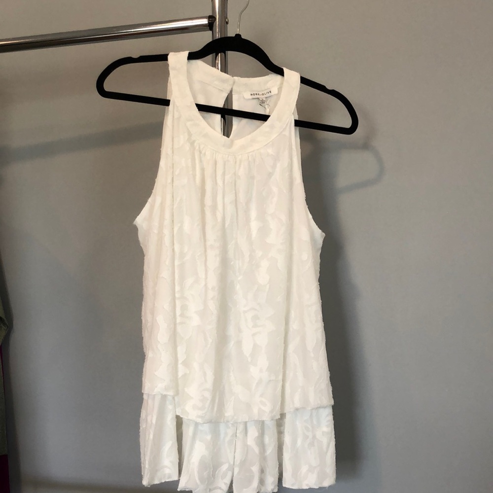 Rose+Olive white sleeveless top